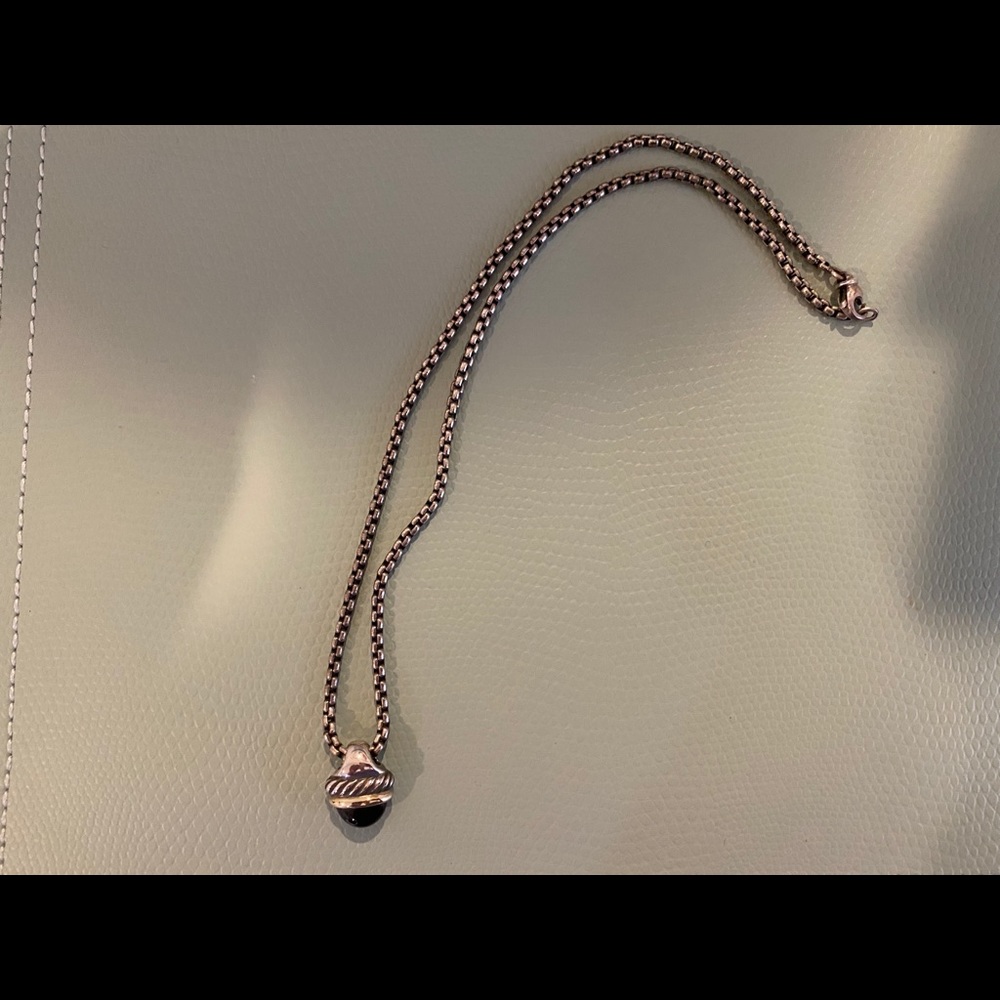 David Yurman Silver & Gold Black Onyx Necklace - Picture 1 of 6
